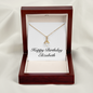 Happy Birthday Elizabeth - 18K Yellow Gold Finish Alluring Beauty Necklace With Mahogany Style Luxury Box