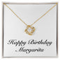 Happy Birthday Margarita - 18K Yellow Gold Finish Love Knot Necklace