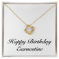 Happy Birthday Earnestine - 18K Yellow Gold Finish Love Knot Necklace