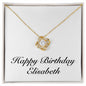 Happy Birthday Elisabeth - 18K Yellow Gold Finish Love Knot Necklace