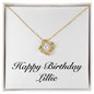 Happy Birthday Lillie - 18K Yellow Gold Finish Love Knot Necklace