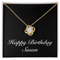Happy Birthday Susan v2 - 18K Yellow Gold Finish Love Knot Necklace