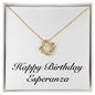 Happy Birthday Esperanza - 18K Yellow Gold Finish Love Knot Necklace