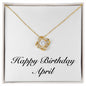 Happy Birthday April - 18K Yellow Gold Finish Love Knot Necklace
