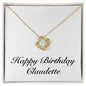 Happy Birthday Claudette - 18K Yellow Gold Finish Love Knot Necklace