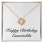 Happy Birthday Esmeralda - 18K Yellow Gold Finish Love Knot Necklace