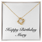 Happy Birthday Mary - 18K Yellow Gold Finish Love Knot Necklace