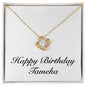 Happy Birthday Tameka - 18K Yellow Gold Finish Love Knot Necklace