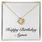 Happy Birthday Agnes - 18K Yellow Gold Finish Love Knot Necklace