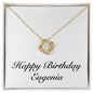 Happy Birthday Eugenia - 18K Yellow Gold Finish Love Knot Necklace