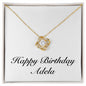 Happy Birthday Adela - 18K Yellow Gold Finish Love Knot Necklace