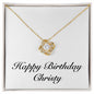 Happy Birthday Christy - 18K Yellow Gold Finish Love Knot Necklace
