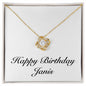 Happy Birthday Janis - 18K Yellow Gold Finish Love Knot Necklace