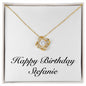 Happy Birthday Stefanie - 18K Yellow Gold Finish Love Knot Necklace