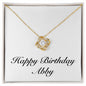 Happy Birthday Abby - 18K Yellow Gold Finish Love Knot Necklace