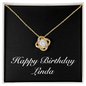 Happy Birthday Linda v2 - 18K Yellow Gold Finish Love Knot Necklace