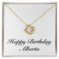 Happy Birthday Alberta - 18K Yellow Gold Finish Love Knot Necklace