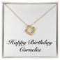 Happy Birthday Cornelia - 18K Yellow Gold Finish Love Knot Necklace