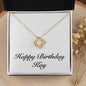 Happy Birthday Kay - 18K Yellow Gold Finish Love Knot Necklace