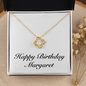 Happy Birthday Margaret - 18K Yellow Gold Finish Love Knot Necklace