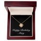 Happy Birthday Mary v2 - 18K Yellow Gold Finish Love Knot Necklace With Mahogany Style Luxury Box