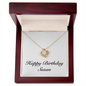 Happy Birthday Susan - 18K Yellow Gold Finish Love Knot Necklace With Mahogany Style Luxury Box