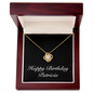 Happy Birthday Patricia v2 - 18K Yellow Gold Finish Love Knot Necklace With Mahogany Style Luxury Box