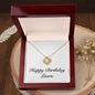 Happy Birthday Laura - 18K Yellow Gold Finish Love Knot Necklace With Mahogany Style Luxury Box