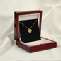 18K Yellow Gold Finish Love Knot Necklace With Mahogany Style Luxury Box v2