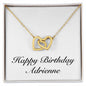 Happy Birthday Adrienne - 18K Yellow Gold Finish Interlocking Hearts Necklace