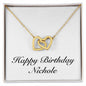 Happy Birthday Nichole - 18K Yellow Gold Finish Interlocking Hearts Necklace