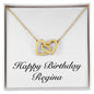 Happy Birthday Regina - 18K Yellow Gold Finish Interlocking Hearts Necklace