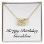 Happy Birthday Geraldine - 18K Yellow Gold Finish Interlocking Hearts Necklace