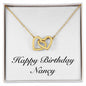 Happy Birthday Nancy - 18K Yellow Gold Finish Interlocking Hearts Necklace