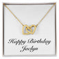 Happy Birthday Jaclyn - 18K Yellow Gold Finish Interlocking Hearts Necklace
