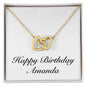 Happy Birthday Amanda - 18K Yellow Gold Finish Interlocking Hearts Necklace