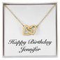 Happy Birthday Jennifer - 18K Yellow Gold Finish Interlocking Hearts Necklace