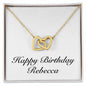 Happy Birthday Rebecca - 18K Yellow Gold Finish Interlocking Hearts Necklace