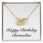 Happy Birthday Bernadine - 18K Yellow Gold Finish Interlocking Hearts Necklace