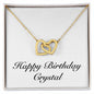 Happy Birthday Crystal - 18K Yellow Gold Finish Interlocking Hearts Necklace