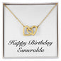 Happy Birthday Esmeralda - 18K Yellow Gold Finish Interlocking Hearts Necklace
