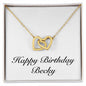 Happy Birthday Becky - 18K Yellow Gold Finish Interlocking Hearts Necklace