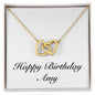 Happy Birthday Amy - 18K Yellow Gold Finish Interlocking Hearts Necklace