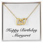 Happy Birthday Margaret - 18K Yellow Gold Finish Interlocking Hearts Necklace