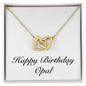 Happy Birthday Opal - 18K Yellow Gold Finish Interlocking Hearts Necklace