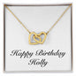 Happy Birthday Holly - 18K Yellow Gold Finish Interlocking Hearts Necklace