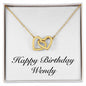 Happy Birthday Wendy - 18K Yellow Gold Finish Interlocking Hearts Necklace