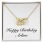 Happy Birthday Arline - 18K Yellow Gold Finish Interlocking Hearts Necklace