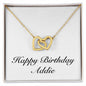 Happy Birthday Addie - 18K Yellow Gold Finish Interlocking Hearts Necklace
