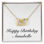 Happy Birthday Annabelle - 18K Yellow Gold Finish Interlocking Hearts Necklace